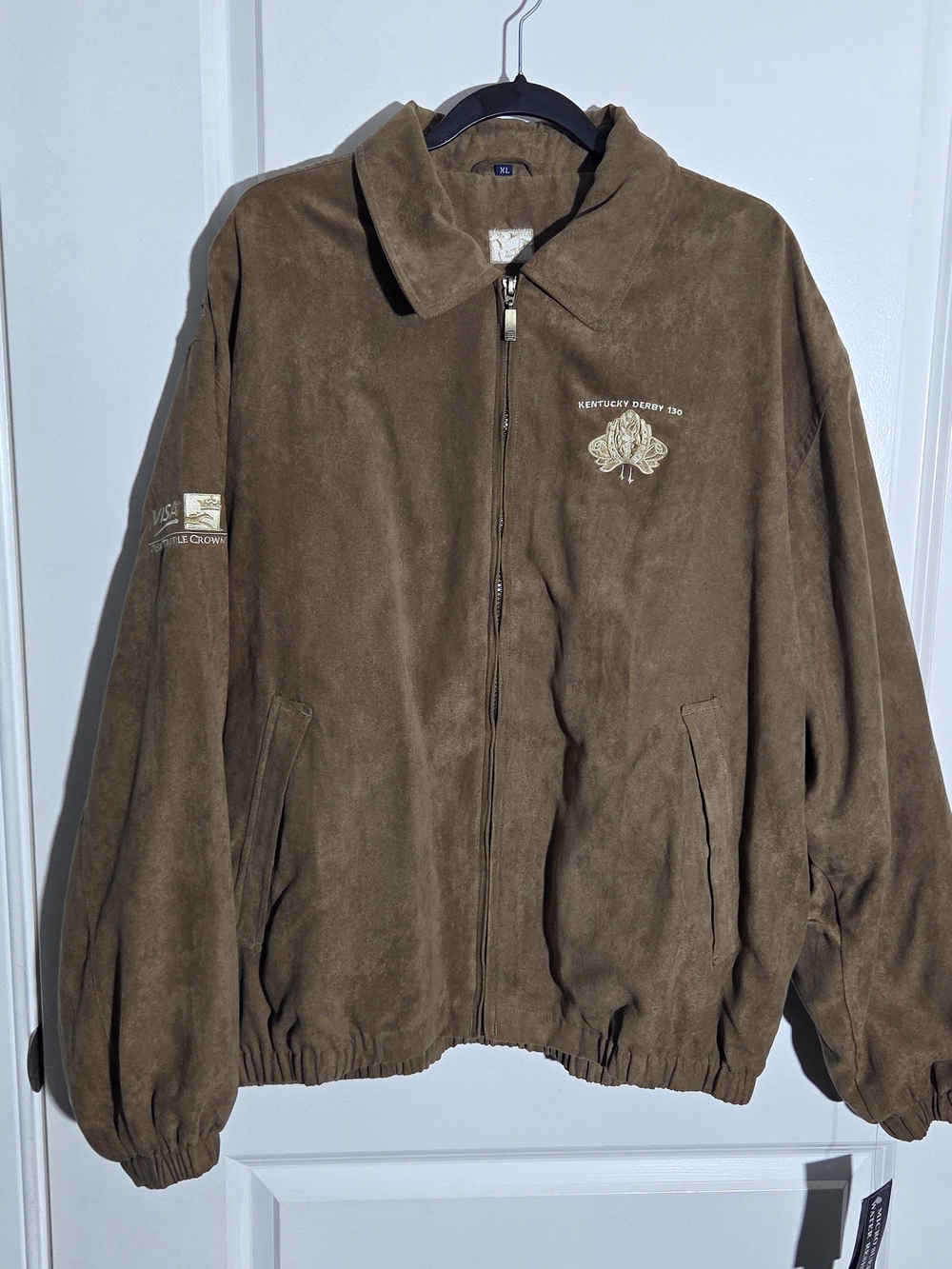 VTG 2004 Kentucky Derby 130 Winner Mate Men’s Tan Suede Jacket Visa XL